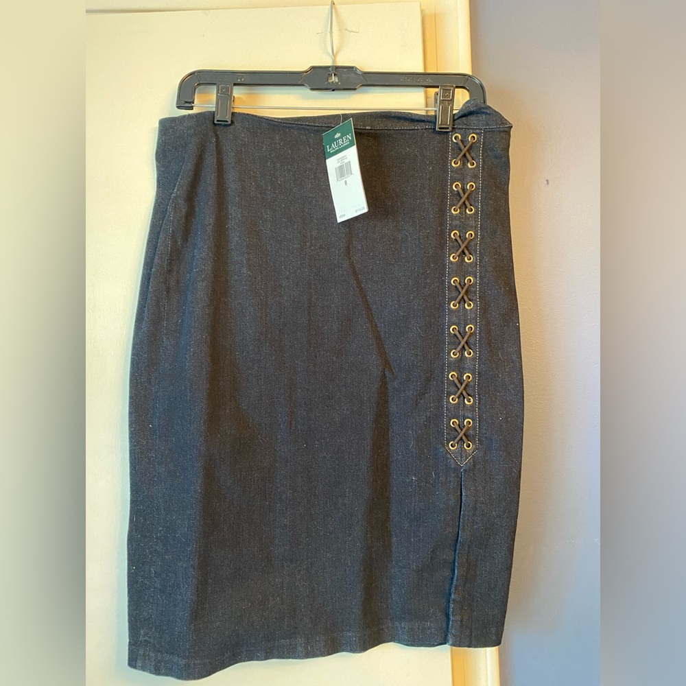 Ralph Lauren Knee Length Denim Skirt NWT